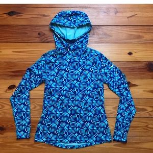 Nike-Pro Dri-Fit Blue Square Checker Hoodie, EUC L
